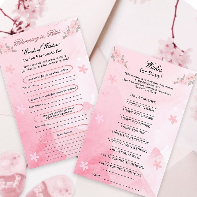 Söt Rosa Akvarell Tjejig Baby Shower Roliga Råd (Skapare uppladdad)