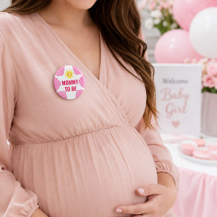 Söt Rosa Akvarellmoln Blivande Mamma Bebis-badkar Knapp