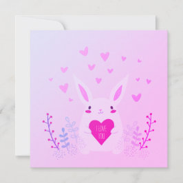 Söt rosa Alla hjärtans dag jag älskar dig kanin Julkort