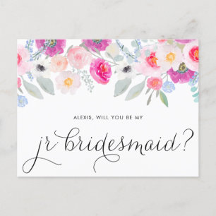 Söt Rosa Anemones blir min Jr Bridesmaid Inbjudan Vykort