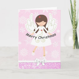 Söt Rosa Angel & Snöflingor julkort Helgkort