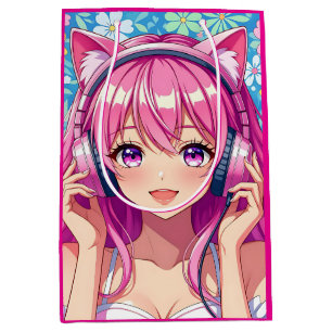 Söt rosa anime-tjej födelsedagsfest