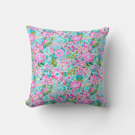 Söt Rosa Aqua Blue Chic Trendig Pastel Kudde