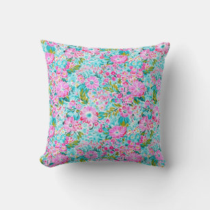 Söt Rosa Aqua Blue Chic Trendig Pastel Kudde