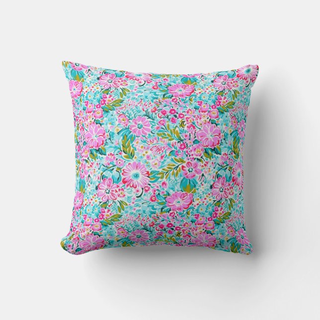 Söt Rosa Aqua Blue Chic Trendig Pastel Kudde (Framsida)