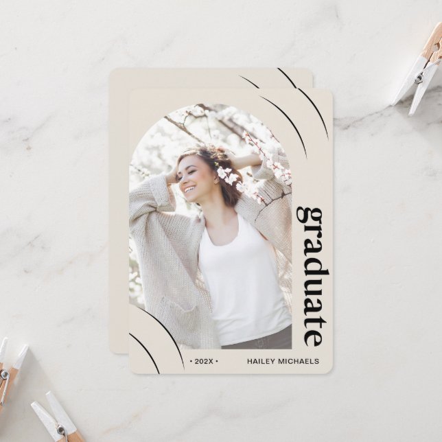 Söt Rosa Arch Photo Studentfest Inbjudningar (Fram/Back In Situ)