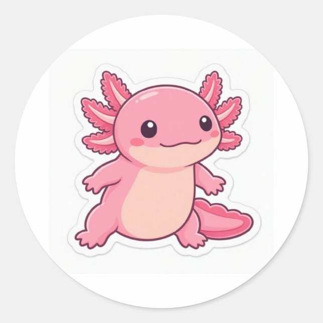 Söt Rosa Axolotl Klistermärke (Framsida)
