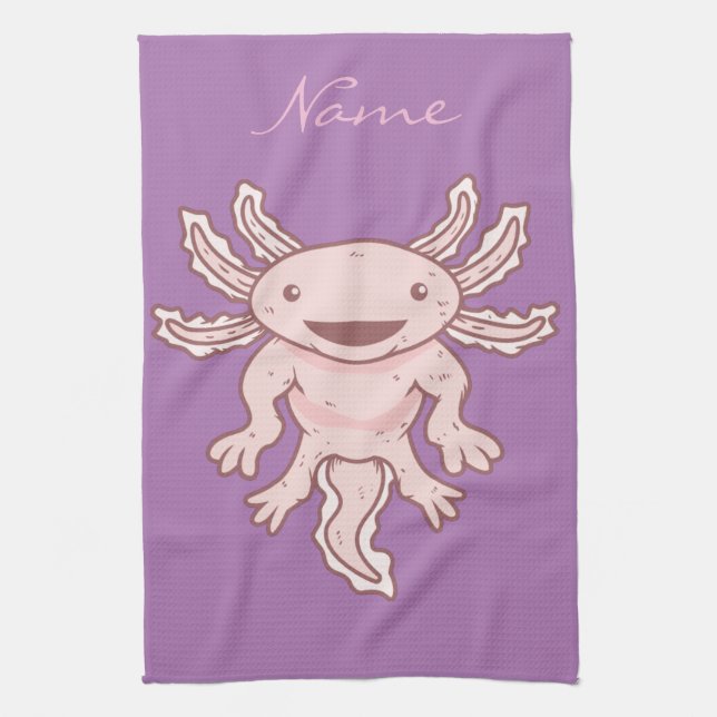 Söt rosa axolotl Thunder_Cove  Kökshandduk (Vertikal)