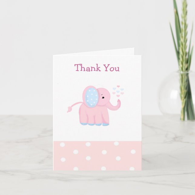 Söt Rosa Baby Elefant Tack Kort (Framsida)