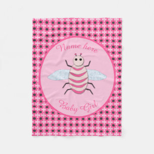 Söt Rosa Baby Flicka Bi Anpassad Fleecefilt