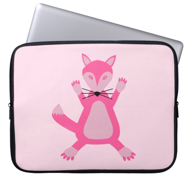 Söt Rosa Baby Flicka Räv Laptop Fodral (Framsidan)