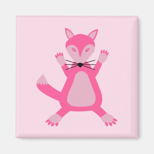 Söt Rosa Baby Flicka Räv Magnet (Framsidan)