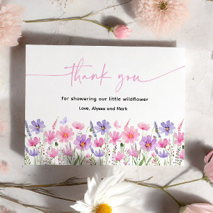 Söt Rosa Baby i Bloom Wildblomme Baby Shower Tack Kort