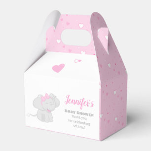 Söt Rosa Baby Shower Favor Box med elefant Presentaskar