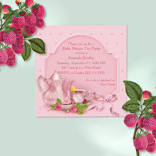 Söt Rosa Baby Shower Tea Party-inbjudan Inbjudningar