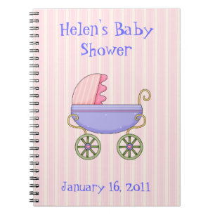 Söt rosa baby showeranteckningsbok anteckningsbok med spiral