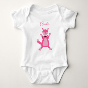 Söt Rosa Baby Tjej Räv Anpassat Namn T Shirt