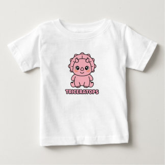 Söt Rosa Baby Triceratops Dinosaurie Chibi T Shirt