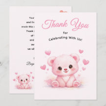 Söt rosa babybjörn för flickors födelsedag