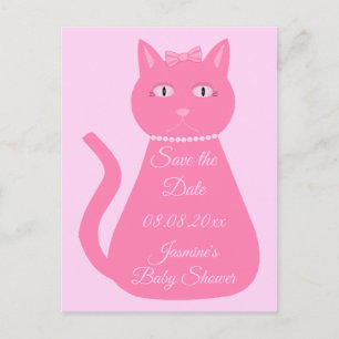Söt Rosa Babyflicka Katt Anpassad Baby Shower Vykort