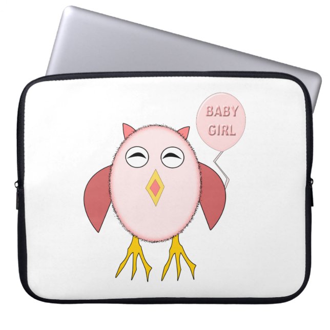 Söt Rosa Babyflicka Ugglas Datorväska Laptop Fodral (Framsidan)