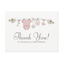 Söt Rosa Babyklädstreck | Tack för Babyshower