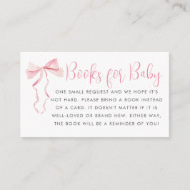 Söt rosa båge band flicka baby shower bokförfrågan tilläggskort