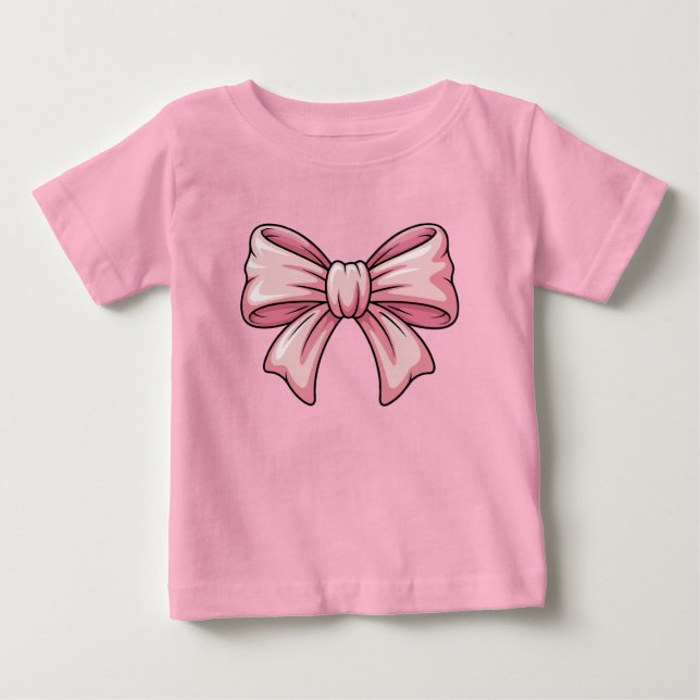 Söt Rosa Båge Coquette Baby T-Shirt (Framsida)