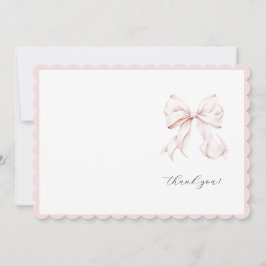 Söt Rosa Båge Flicka Tack Kort