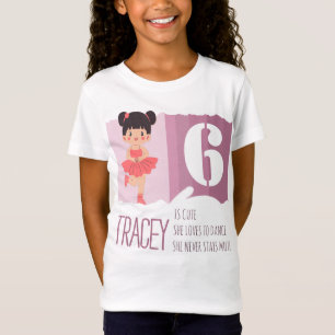 Söt Rosa Balett 6-års Födelsedagsdesign Rim T Shirt