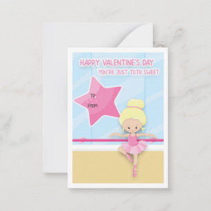 Söt Rosa Ballerina / Balett Alla Hjärtans Dag Klas Anteckningskort