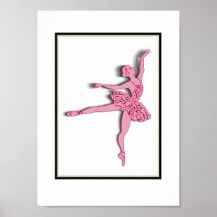 Söt Rosa Ballerina Girls Bedroom Decor Wall Art Poster