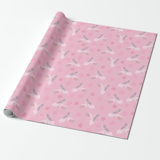 Söt Rosa Ballet Shoes Patterned Presentpapper (Utrullad)