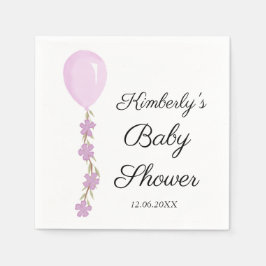 Söt Rosa Ballong Bebis Shower Pappersservett
