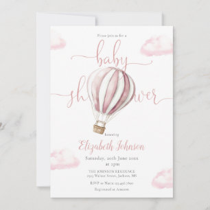 Söt rosa ballongflicka QR-kod foto baby shower-inb Inbjudningar