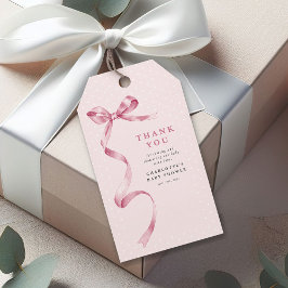 Söt Rosa Band Rosett Flickig Bebis Baby Shower Presentetikett