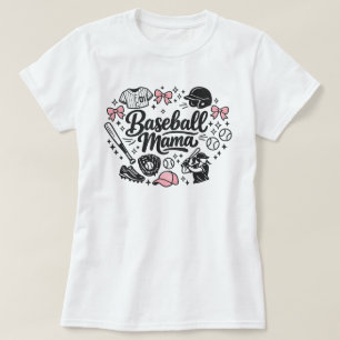 Söt Rosa Baseboll Mamma T-Shirt - Stilig Matchdag