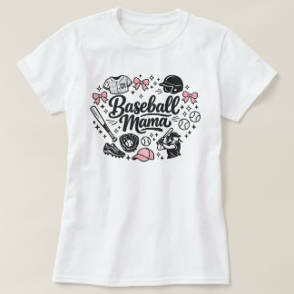 Söt Rosa Baseboll Mamma T-Shirt - Stilig Matchdag