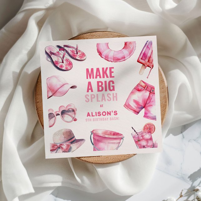 Söt Rosa Bassäng Party, sommarflickornas födelseda Pappersservett (Skapare uppladdad)