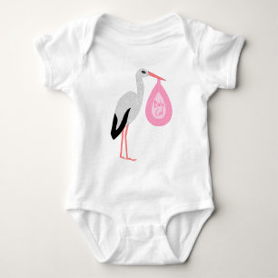 Söt Rosa Bebis Flicka Stork T Shirt