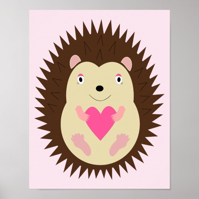 Söt Rosa Bebis Tjej Igelkott Anpassad Poster (Framsidan)