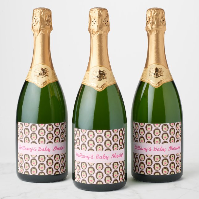 Söt Rosa Bebis Tjej Igelkott Baby Shower (Flaskor)