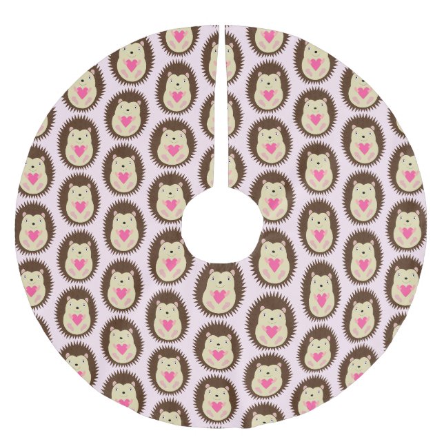 Söt Rosa Bebis Tjej Igelkott Mönstrad Julgransmatta Borstad Polyester (Framsidan)