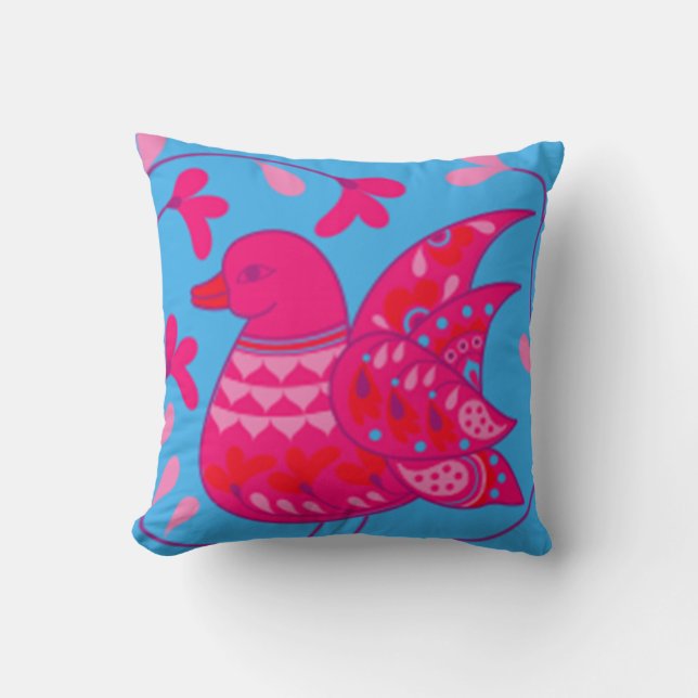 Söt Rosa Bird Mix & Match Pillow by Serenity Kudde (Framsida)