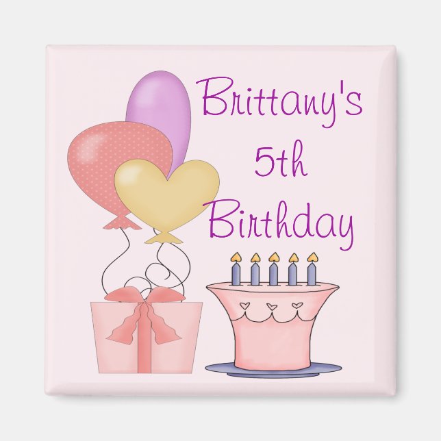 Söt Rosa Birthday Magnet (Framsidan)