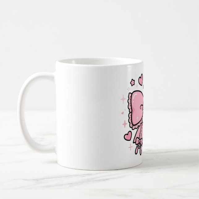 Söt Rosa Bläckfisk Kaffemugg – Bedårande Havsskape (Vänster)