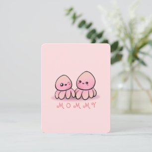 söt rosa bläckfisk mamma tack kort