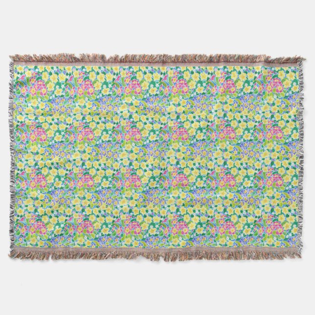 Söt Rosa, blått, Gult Primär Throw Blanket Filt (Framsidan)