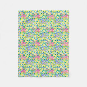 Söt Rosa, blått, Gult Primroses Fleece Blanket