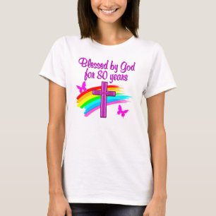 SÖT ROSA BLESSERAD AV GOD UNDER 80 ÅR TEE SHIRT